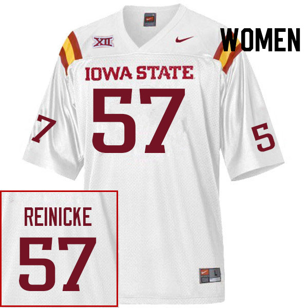 Women #57 Nick Reinicke Iowa State Cyclones College Football Jerseys Stitched Sale-White - Click Image to Close